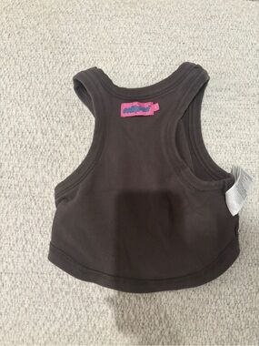 Edikted Grey mini cropped Tank with Pink Logo Patch